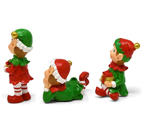 Gift Boutique 12929 Christmas Elves Figurines Table Top Decor Set Of 3 Resin Sitting Laying And Standing Elf Xmas Tabletop Decoration thumb #3