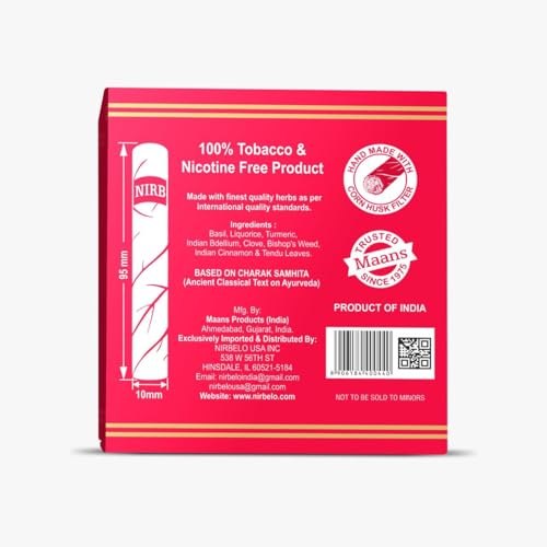 Nirbelo King’s Premium Herbal Cigar with Corn Husk Filter, 100% Tobacco Free & Nicotine Free, 95 mm Long, 5 Cigar, Pack of 1 Strawberry