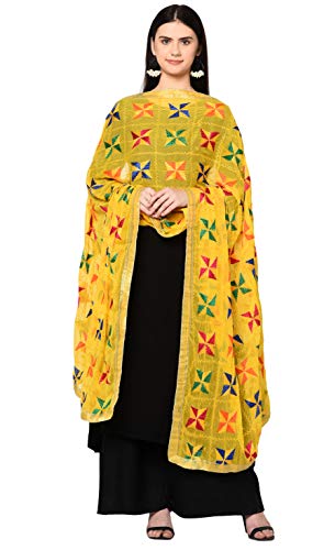 Weavers Villa Women's Indian Handicraft Ethnic Dupatta Phulkari Embroided Dupatta Chunni/Stole/Scarf #TOP2
