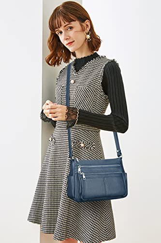 Over Earth Crossbody Bag For Women Soft Leather Purses And Handbags Multi Pockets Messenger Ba(O119E Blue) #TOP2