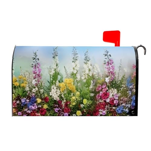 Sphragiyn Spring Summer Floral Mailbox Cover Magnetic Large Oversized Wildflowers Mailbox Wraps Post Letter Box Cover for Garden Yard Home Decor 25.5