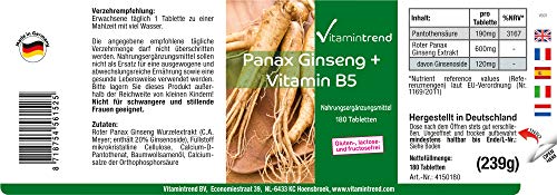 Ginseng-Kapseln mit Panax Ginseng und Vitamin B5 von Vitamintrend