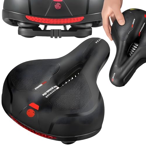 Retoo Sillín de bicicleta con espuma viscoelástica cómoda y suave, asiento de bicicleta con cubierta impermeable, ergonómico, ancho, transpirable, cómodo, amortiguador de golpes, para bicicleta de