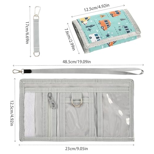 ALAZA Kids Wallets for Boys Girls Toddler Trifold Wallet Children Small Cute Car Bus with Zipper Coin Pocket3