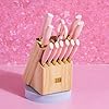 Paris Hilton 12-Piece Knife Set with Block, High-Carbon Stainless Steel Cutlery, Precision Blades and Ergonomic Handles, Pink