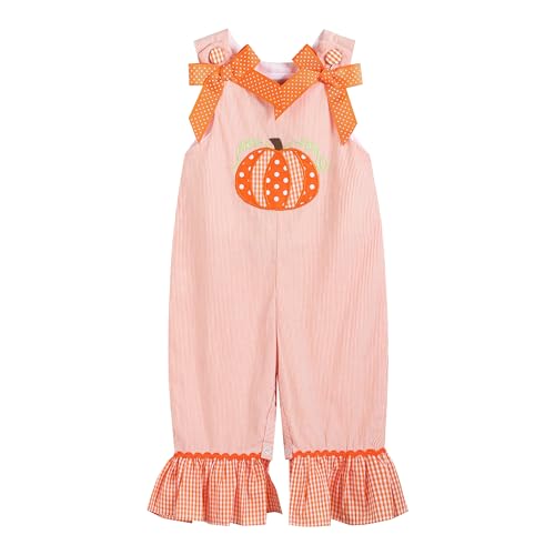 Image of Lil cactus Orange Pinstripe Pumpkin and Bows Playsuit