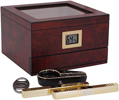 GERMANUS Humidor Set con higrómetro, cenicero de puros, cortador