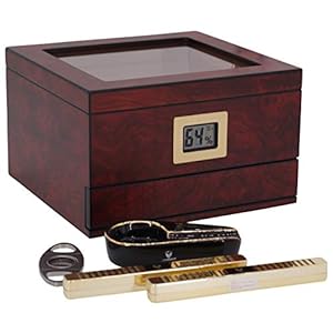 GERMANUS Humidor Set mit Hygrometer, Zigarren Aschenbecher, Cutter