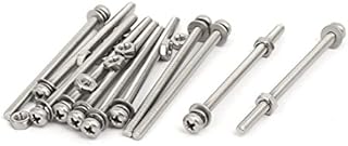 sourcingmap M3x50mm 304 Stainless Steel Phillips Pan Head Bolt Screw Nut w Washer 12 Sets
