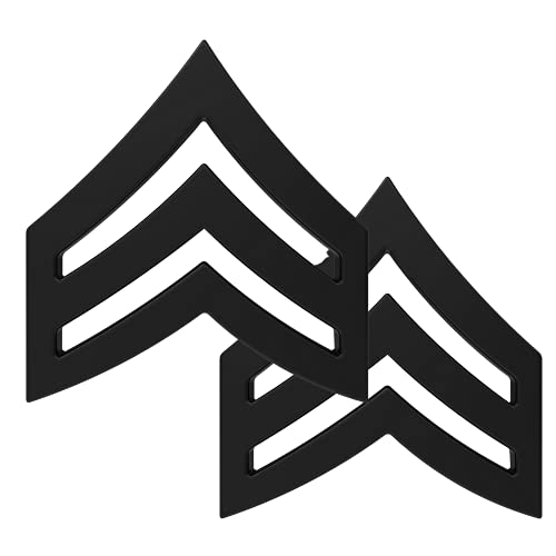 Sergeant Chevrons Collar Brass Pins -Set of Two Rank Insignia Gold Finish Police Military Uniform Pins (Black)
