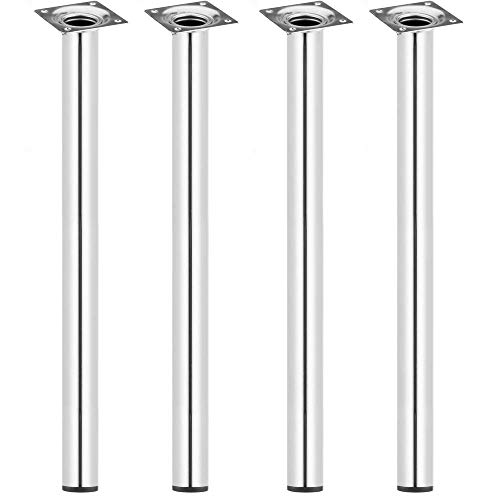 PrimeMatik - Pies Redondos para Mesa y Mueble. Patas en Acero Cromado de 75cm 4-Pack