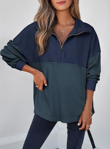 Image of SHEWIN Women Fall Sweatshirt Casual Half Zip Pullover Fall Top 2026 Clothes