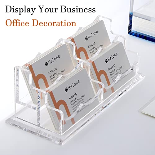 Visitenkartenhalter für den Schreibtisch, Karten-Organizer für Damen und Herren, 4 Fächer, 2 Etagen, transparentes Acryl, Visitenkartenständer mit 1 Packung (4 Fächer)
