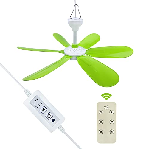 SCOOYEEES USB Powered Portable Ceiling Fan RV Ceiling Fan with Remote Control Timing 3 Speed, 17.3inch 6 blade Small DC USB Ceiling Fan Mini Hanging Fan for Camping RV Tent Canopy Gazebo Home Room