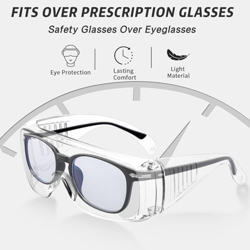Salfboy 12 Pack Safety Glasses Over Eyeglasses with Anti-Fog and Scratch Resistant ANSI Z87.1 Eye Protection for Lab Goggles Nurses Workers Architect - Thumbnail 3