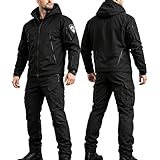 BESTXH Taktischer Anzug Herren Set, Taktische Jacke Herren und Taktische Hose Herren, Softshell Outdoor Kleidung Militär Style, Wasserabweisend & Winddicht für Jagd, Wandern, Camping, Arbeit,01,M