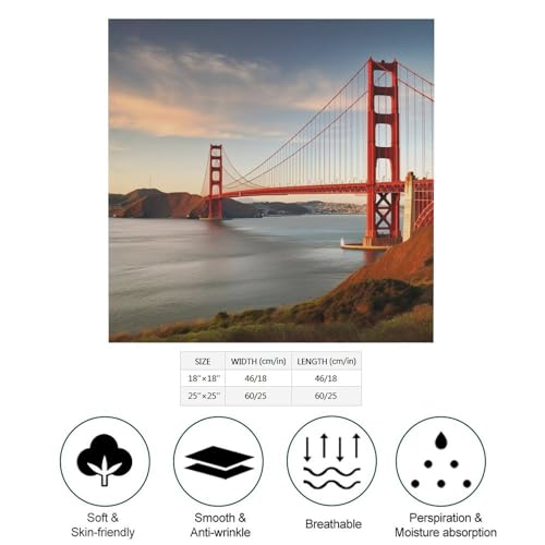 Golden Gate Bridge Silk Scarf Fashion Satin Head Scarf Lightweight Head Scarves for Neck Silk Scarves for Women Men Boho Hair Wrap Sleeping Kerchief Bandanas Pocket Square 25" X 25"2