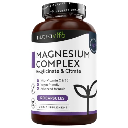 Nutravita Citrato de Magnesio 1545mg + Magnesio Bisglicinato 600mg - 120 Cápsulas Veganas - Magnesium Complex con Vitamina C y B6 - Reduce Cansancio y Apoya Músculos - Magnesium Alta Biodisponibilidad