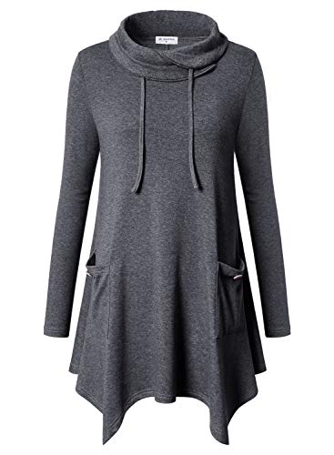 Image of Bulotus Womens Sweaters 2025 Winter Cowl Neck Long Asymmetrical Tunic Sweaters for Leggings Holiday Vacation Tops