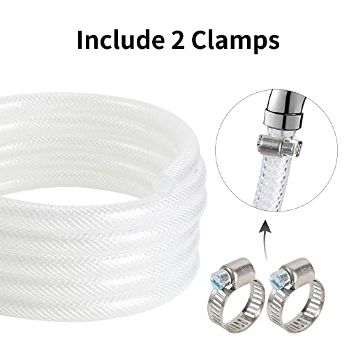 5/8’’ Id × 7/8’’ Od - 10 Ft Clear Braided Hose Plastic Vinyl Tubing, High Pressure Flexible Reinforced Pvc Tube For Transfer Water Air Oil, Bpa Free & Non-Toxic #TOP2
