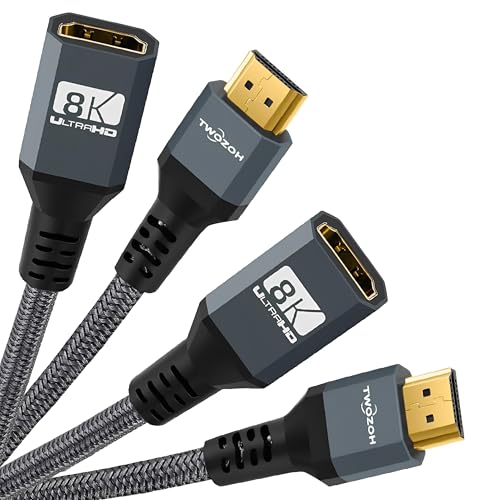 Twozoh 8K HDMI�����P�[�u���AHDMI 2.1�I�X-���X�P�[�u���A�i�C�����ґgHDMI�����P�[�u�� 48gbps 8K@60Hz 4K@120Hz (1M)�Ή�