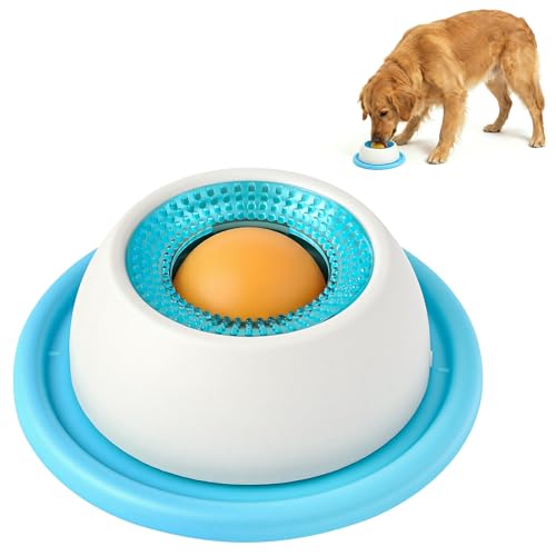 OSDUE Cane Lecca Ciotola, Dog Feeder Lick Bowl con Lick Sphere Palla, Alimento Liquido Lento Alimentatore Lecca Tappetini, Cup Gatto, Anti Golfo Ribaltamento Lecca Ciotola Arricchimento Giocattoli,Blu
