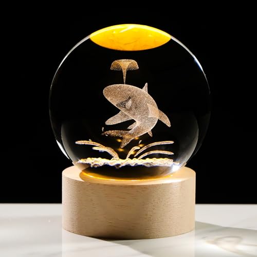 Image of 3D Crystal Ball Whale Shark Gifts for Women Men - Whale Shark Decor Paperweight Birthday Whale Gifts for Best Friend Daughter Keepsake Paperweight - Sea Decor Figurines Statues Home Decor