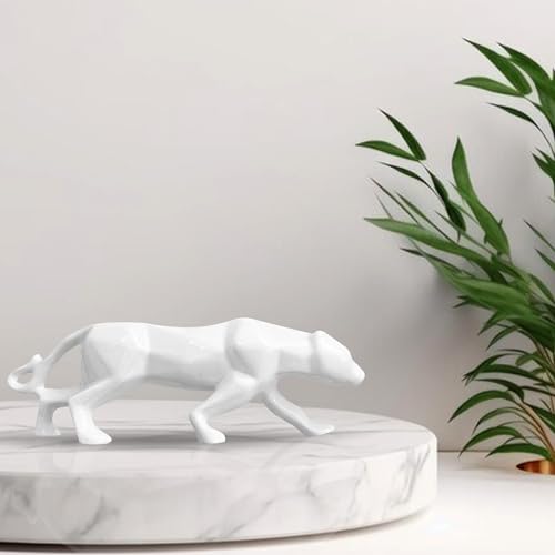 Image of Xtore Modern Geometric White Panther for Home Decor (Pack of 1, White)