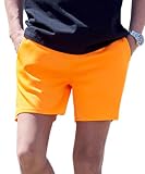 [キャバリア] ショートパンツ メンズ ブランド スウェット ストレッチ ハーパン ショーパン 短パン ネオンカラー 蛍光色 無地 膝上 ひざ上 ポケット おしゃれ シンプル カジュアル ユニセックス ファッション CAJP20-04【-】 (44(M), N.ORG(オレンジ))