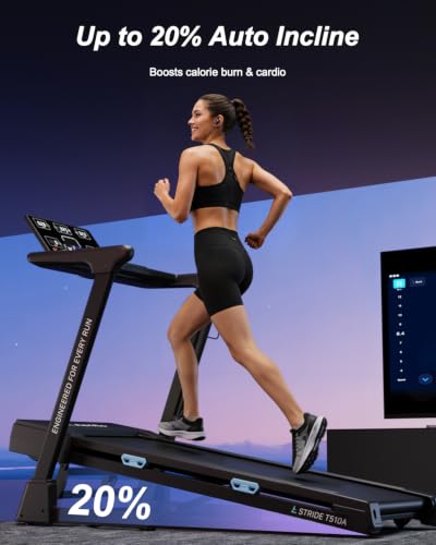 Image of Treadmills for Home with 20% Auto Incline, T510A Foldable Treadmill with 20 inch Extra Wide Running Belt, 12.4 MPH High Speed, Kinomap App & Wireless Charging, 3.5 HP Power Running Treadmill