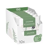 Salviettine naturali LILLYDOO green,150 pezzi(10x15),100% senza plastica e resistenti agli strappi – senza profumi, detergono delicatamente e con dolcezza la pelle sensibile,testate dermatologicamente