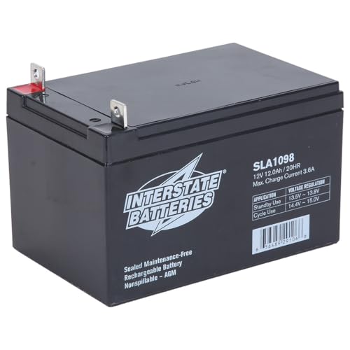 Interstate Batteries 12V 12AH Battery (Nut & Bolt Terminal) SLA AGM VRLA Rechargeable Replacement for Lawn & Garden (SLA1098)