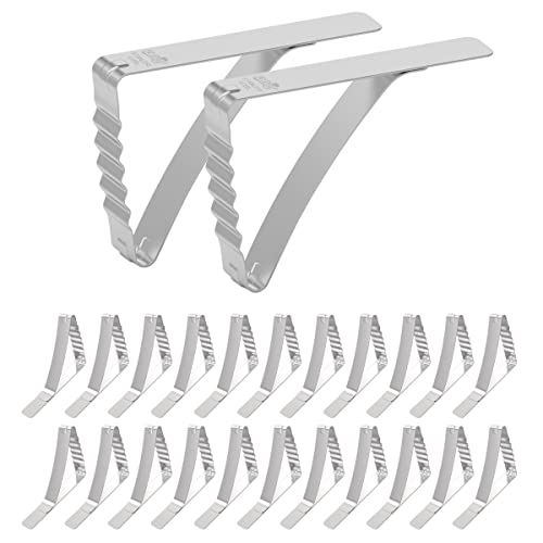 Picnic Tablecloth Clips Holders Outdoor Table Cloth Weights Table Cover Clamps 24 Pack for 2 Inch Thick Picnic Plastic Folding Dining Camping Indoor Tables Stainless Table Clips for Tablecloths