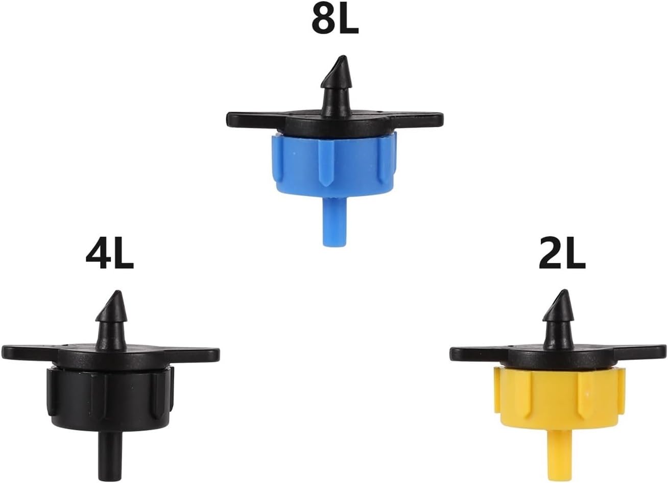 Irrigation System forgarden 100pcs Garden 2L/H 4L/H 8L/H Emitter Pressure Compensating Dripper Micro Irrigation Hose Drip Head Garden Sprinkler(2L)