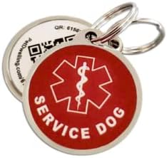 Pet Dwelling Service Dog QR Code Pet ID Tag, Medical Alert Symbol, Online Pet Profile, Scan Tag Location, Instant Email Notification(Adv. Red)