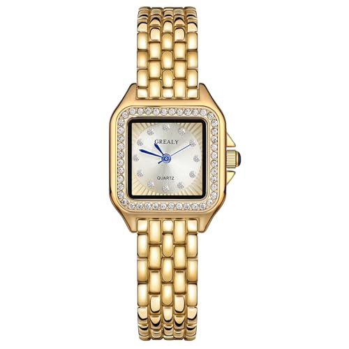 AOOSU Montre pour Femme, Montres Carrées de 25 mm, Montres pour Femmes à Quartz Analogique avec Bracelet en Acier Inoxydable, Mouvement à Quartz...