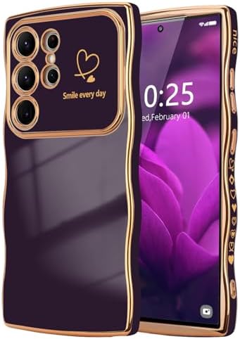LCHULLE for Samsung Galaxy S24 Ultra Case for Women Girls Wave, Dark Purple