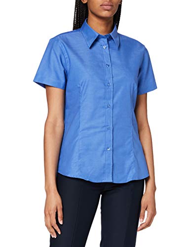 Kustom Kit Women's Women's Workwear Oxford Shirt (Short Sleeve) Regular Fit Plain Round Collar Short Sleeve Shirt, Blue (Light Blue Kk-Itb-), 10