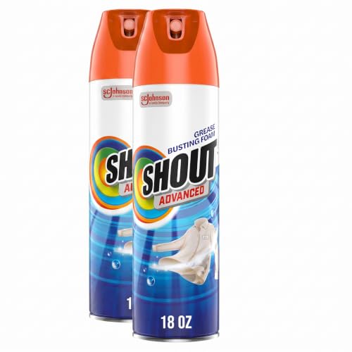 Shout Advanced Stain Remover, Foaming | Grease and Oil | 18 oz | Pack of 2