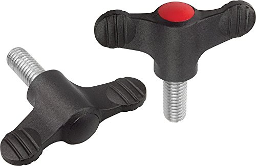 Kipp 06652-006X15 Novo·Grip Grey Thermoplastic Mini Wing with M6 External Thread, Metric, Steel Stud, 28 mm Diameter, 15 mm Screw Length (Pack of 10)