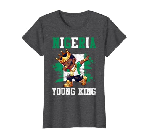 Nigeria Young King Nigerian Boy African Proud Nigerian Flag T-Shirt, Women, Dark Heather Grey, X-Small