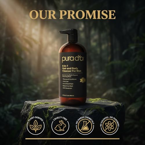 PURA D'OR 8-in-1 Hair & Body Cleanser for Men, All-in-One Shower Wash, 24oz | Refreshes, Softens, Face, Beard Care, Organic Aloe Vera, Lemongrass, Biotin, Caffeine, Sulfate-Free, Daily Grooming Routine - image 5