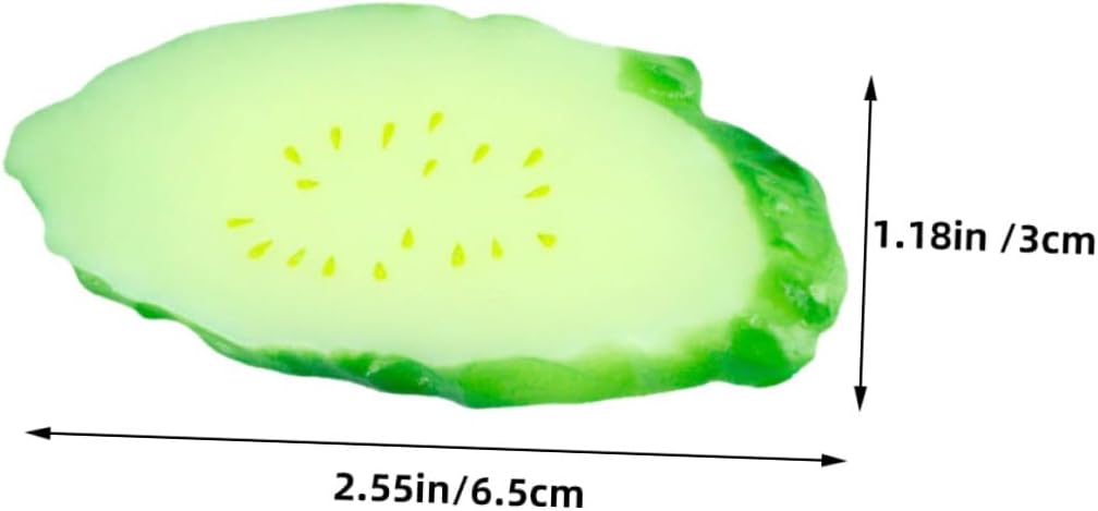 Lurrose 4Pcs Lifelike Cucumber Slice Models Artificial Vegetables Decorative Props for Restaurant Display Educational Food Shop Table Decoration