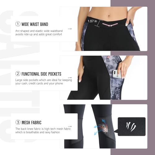 Santic Calça capri feminina de ciclismo de cintura alta acolchoada 4D 7/8 com bolsos, Cinza-d021, PP