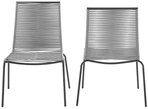 Image of Crosley Furniture Fenton 4-Piece Stackable Outdoor Chair Set, Wicker Patio Chairs for Dining, Conversation, Matte Black /Gray