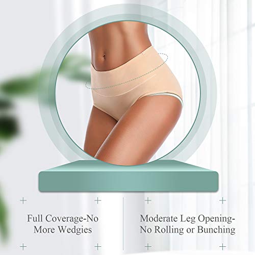 Image of Womens Underwear,Cotton Mid Waist No Muffin Top Full Coverage Brief Ladies Panties Lingerie Undergarments for Women Multipack