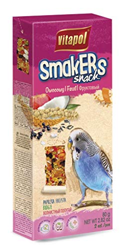 Vitapol Fruit Smakers for Budgies 90 gram Nutritious Bird Treat with Elderberry Apple Orange Peel Coconut Natural Healthy Snack Supports Digestion and Feathers