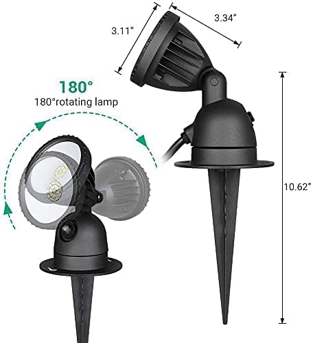 Edishine Spotlights Outdoor With 3 Lenses (Red Yellow Green), Dusk To Dawn Plug In Spotlight Outdoor, 120V 12W Outdoor Led Spotlights With 3 Ft Extension Cord, Ul Listed, 2 Pack #TOP5