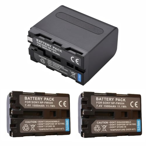 Kit 2 NP-FM55H MemoryTec + 1 NP-F970 MemoryTec Compatível com Sony Alpha A100 Handycam DCR-TRV250 TRV480 HXR-MC2500 HVR-Z5 NX5 CCD-TRV108 DSC-F828 F717 e Mais