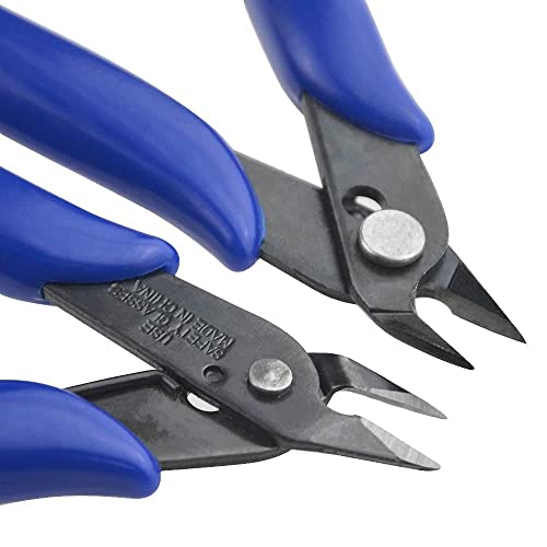 Xinmeiwen 2Pcs Flush Cutters Precision Electronic Wire Cutters Mini Cutting Pliers For Ultra-Fine Cutting Needs (Blue) #TOP3